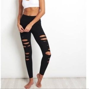 Alo High Waist Ripped Warrior Leggings NWT